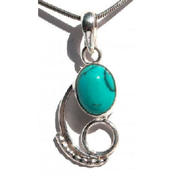 Spiral Pendent Tibetan Turquoise in Sterling Silver SP-2006T